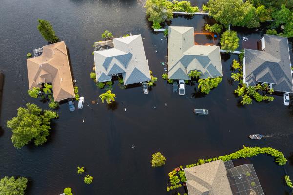 Hurricane Debby flooded homes and cars in Sarasota, Florida in August 2024.