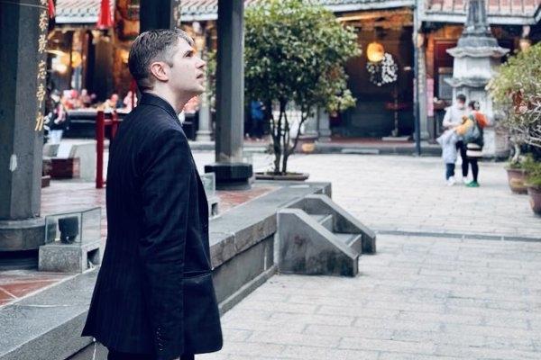 MIT historian Tristan Brown at the Dalongdong Bao'an Temple in Taipei, Taiwan.