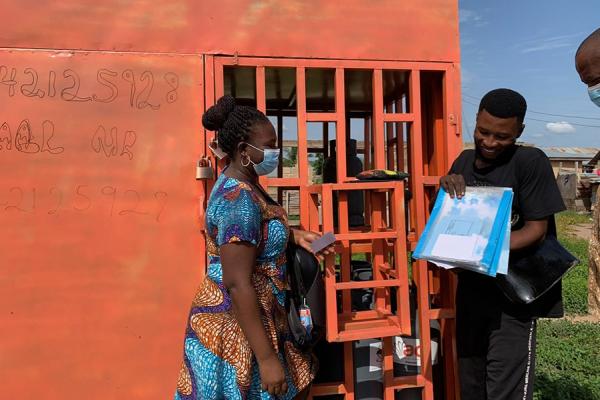 Collecting study materials from a liquefied petroleum gas depot manager for the evaluation, "Targeting Clean Fuels: Pricing Strategies and the Distribution of Benefits in Periurban Ghana." Kintampo North Municipality, Ghana. 