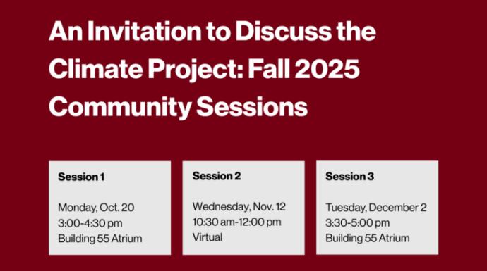 An Invitation to Discuss the Climate Project: Fall 2025 Community Sessions